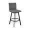 Armen Living Jermaine 26" Counter Height Swivel Bar Stool in Matt Black Finish with Gray Faux Leather 721535762002 - alternate 1